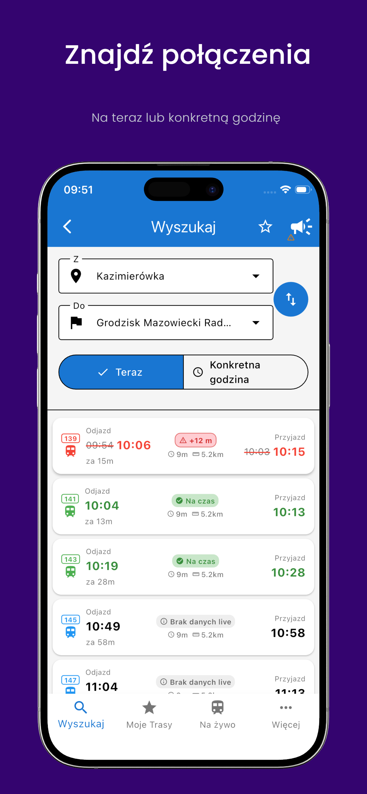Wyszukiwarka połączeń WKD z aktualnymi opóźnieniami